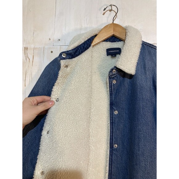 J Crew Jean Trucker Jacket Sherpa Lined Women’s Medium Blue Denim Button Up - Picture 4 of 9
